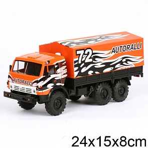 Машина металлическая инерционная Камаз, откидная кабина, съемный тент (Технопарк, KAMAZ-11sim)